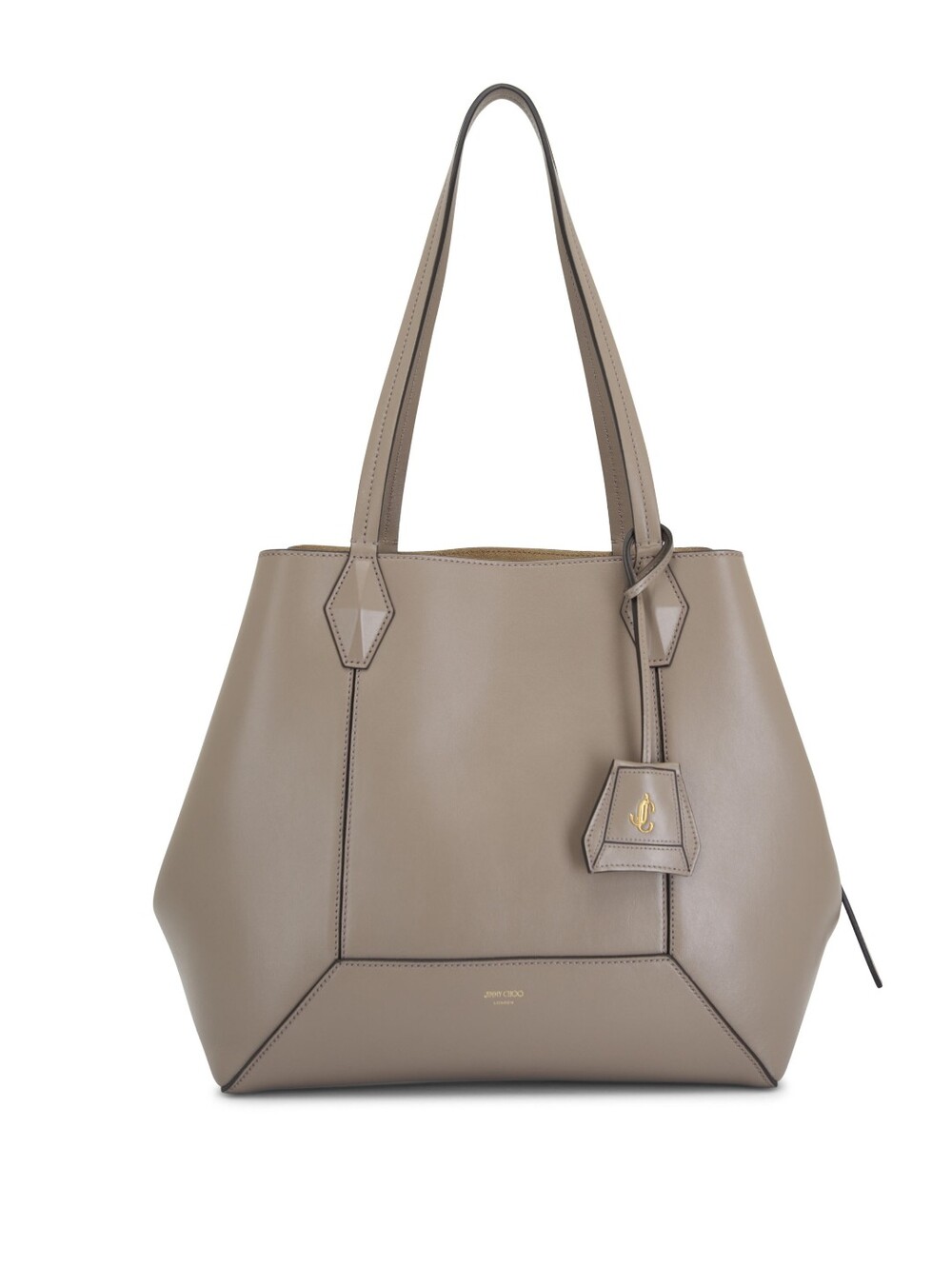 NWOT Jimmy Choo Diamond Hobo Medium Taupe Leather Tote Bag